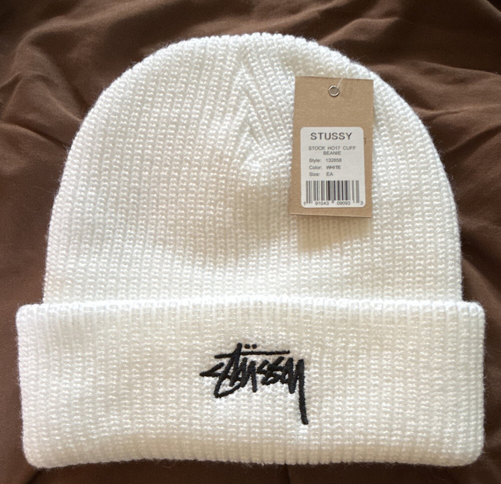 STUSSY MEN'S BEANIE HAT SOLID WHITE SIZE EA